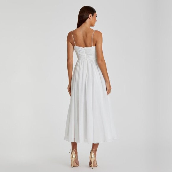 NWT Mac Duggal Faux Wrap Sleeveless Flowy Midi Dress Medium White #8148 - Picture 4 of 9